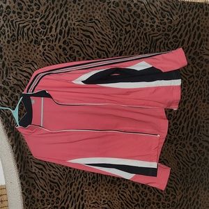 Y2K hot pink, blue, and white jacket with collar